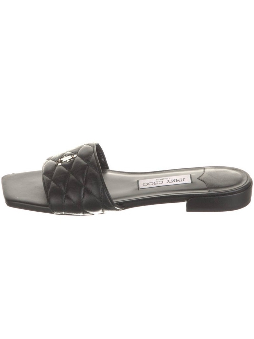 Jimmy Choo Black Quilted Leather Slide Mule